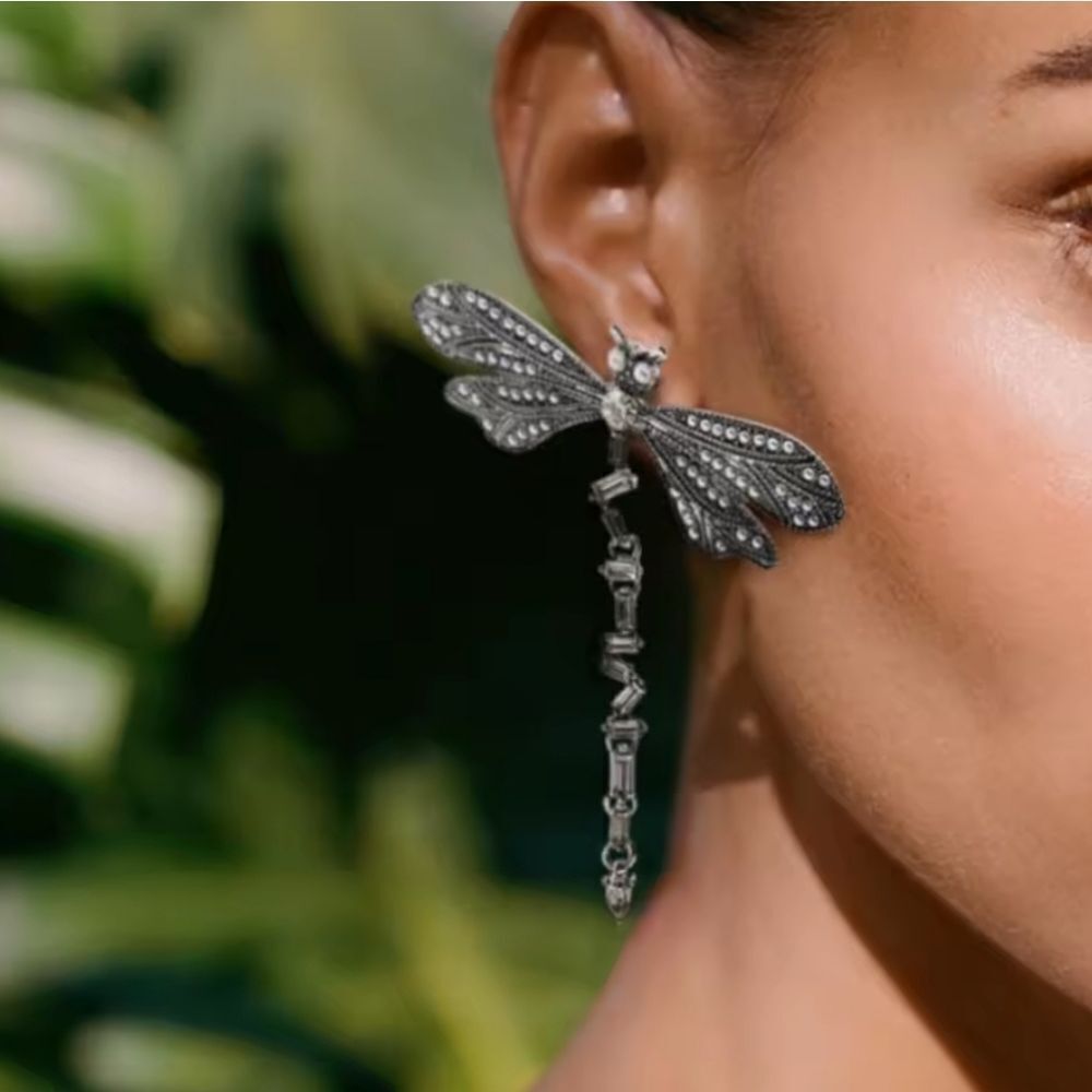 New ZARA Silver Dragonfly Earrings